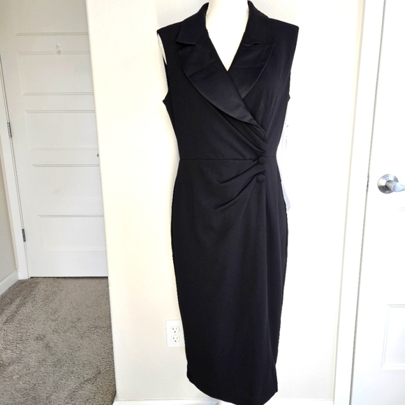 NWT!!! Maggy London Elegant Black Sleeveless Wrap Dress, Size 10 - Picture 1 of 11